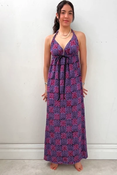 Vintage Violet Block Print Halter Dress Selected by Anna Corinna