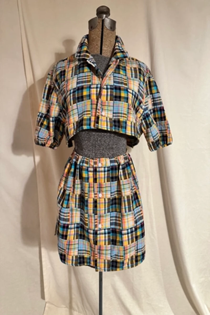 KA.TL.AK Restructured Patchwork Pattern Two Piece Set Shirt