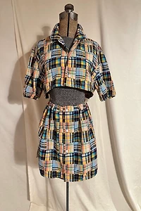 KA.TL.AK Restructured Patchwork Pattern Two Piece Set Shirt