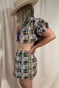 KA.TL.AK Restructured Patchwork Pattern Two Piece Set Shirt