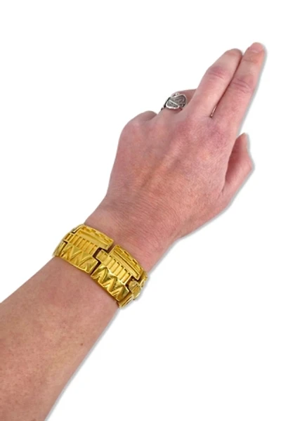 1970s Monet Gold Tone Carved Bracelet Selected By Ritual Vintage