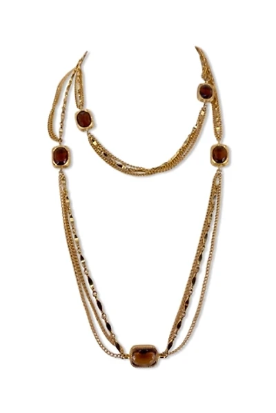 1960s Amber Glass And Gold Rope Necklace Selected By Ritual Vintage
