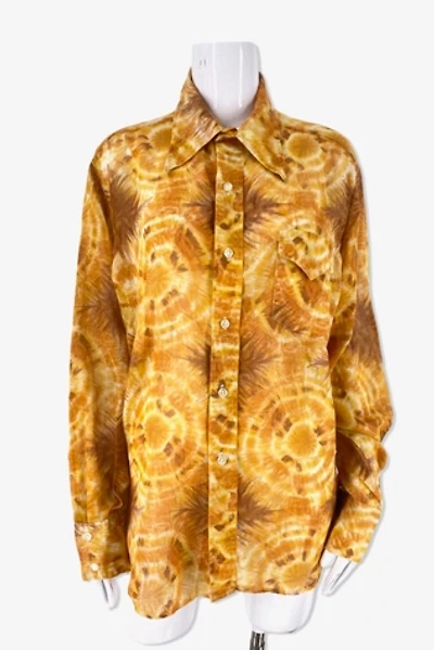 1970s Goldenrod Tie Dye Tailored Shirt Selected By Ritual Vintage