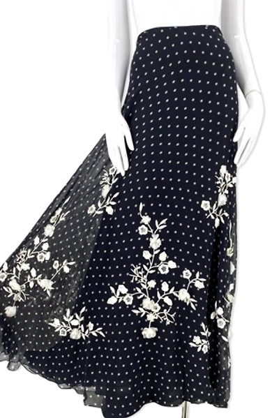 1990s Silk Chiffon Embroidered Maxi Skirt Selected By Ritual Vintage