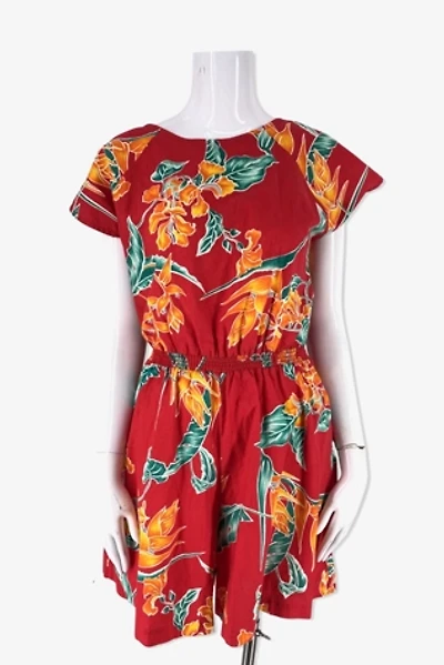 1980s Tropical Floral Cotton Romper Selected By Ritual Vintage