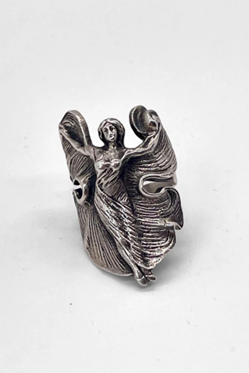 Giant Art Nouveau Sterling Silver Figural Lady Ring Selected by MARMALADE