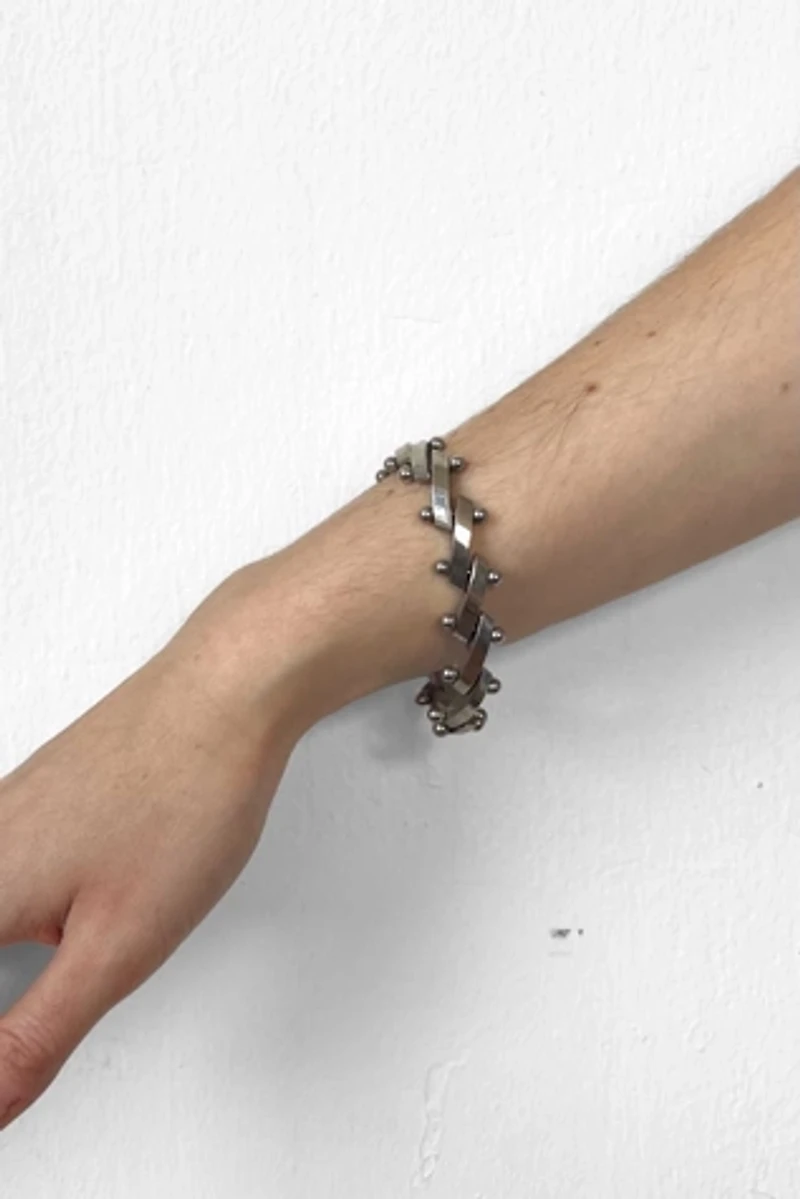 Sterling Silver Mid-Century Zig-Zag Bar Bracelet Selected by MARMALADE