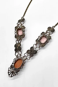 Antique Victorian Silver Filigree Cameo Necklace Selected by MARMALADE