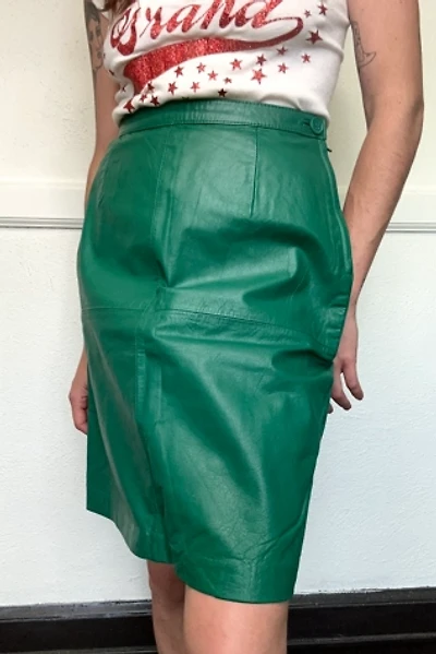 Vintage Green Leather Skirt Selected by Cherry