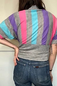 1960s Vertical Stripe Dolman Sleeve Top Selected by Cherry