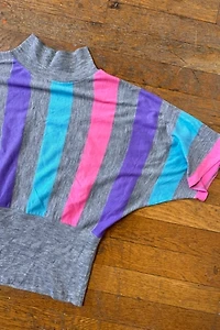 1960s Vertical Stripe Dolman Sleeve Top Selected by Cherry