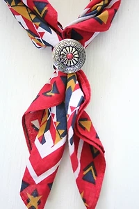 Red Western Medallion Scarf Slide Bandana Selected By Moons + Junes Vintage