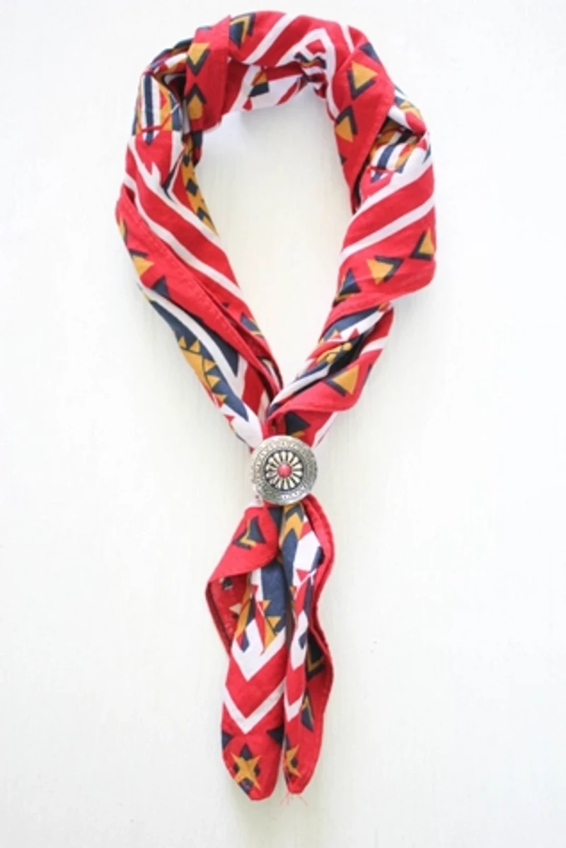 Red Western Medallion Scarf Slide Bandana Selected By Moons + Junes Vintage