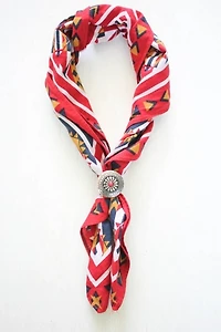 Red Western Medallion Scarf Slide Bandana Selected By Moons + Junes Vintage