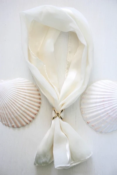 Vintage Ivory Silk Gold Slide Sheer Striped Scarf Selected By Moons + Junes Vintage