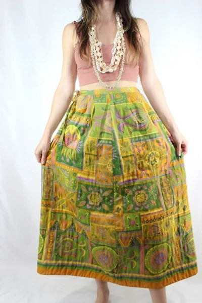 1970s Alex Coleman Quilted Maxi Skirt Selected By Moons + Junes Vintage