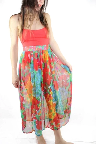 1980s Hawaiian Floral Sheer Maxi Skirt Selected By Moons + Junes Vintage