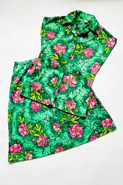 Vintage 1970's Green and Pink Floral Top and Skirt Set Selected by FernMercantile