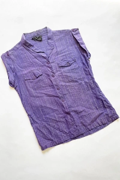 Vintage 1970's Metallic Stripe Purple Blouse Selected by FernMercantile