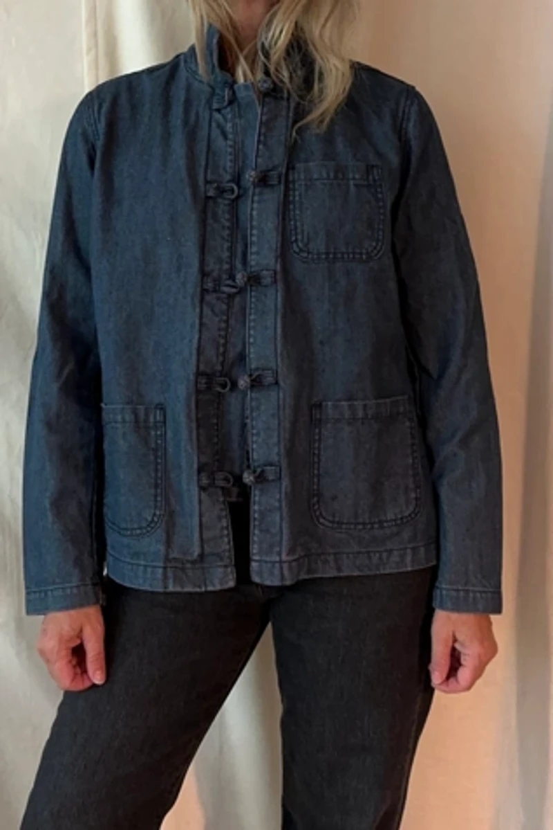 Denim Chore Coat with Knot Closure Selected by KA.TL.AK