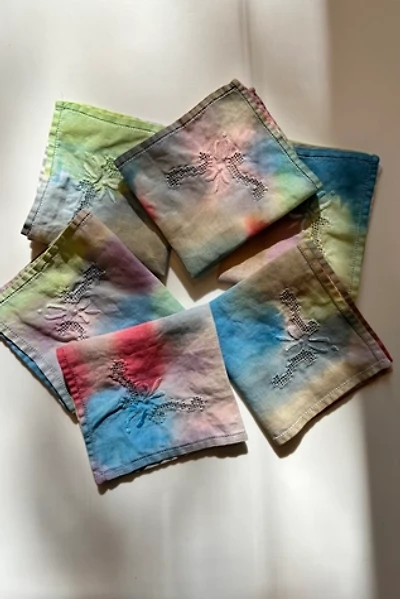Vintage Hand Dyed Embroidered Cocktail Napkins Set Selected by KA.TL.AK