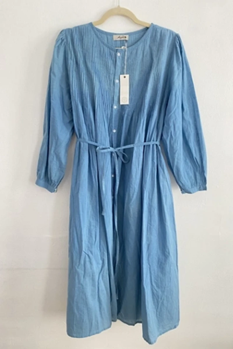 NWT Ichi Antiquities Light Blue Cotton Dress Selected by The Curatorial Dept.