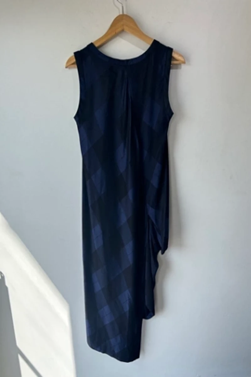 Issey Miyake Navy Argyle Silk Dress Selected by The Curatorial Dept.