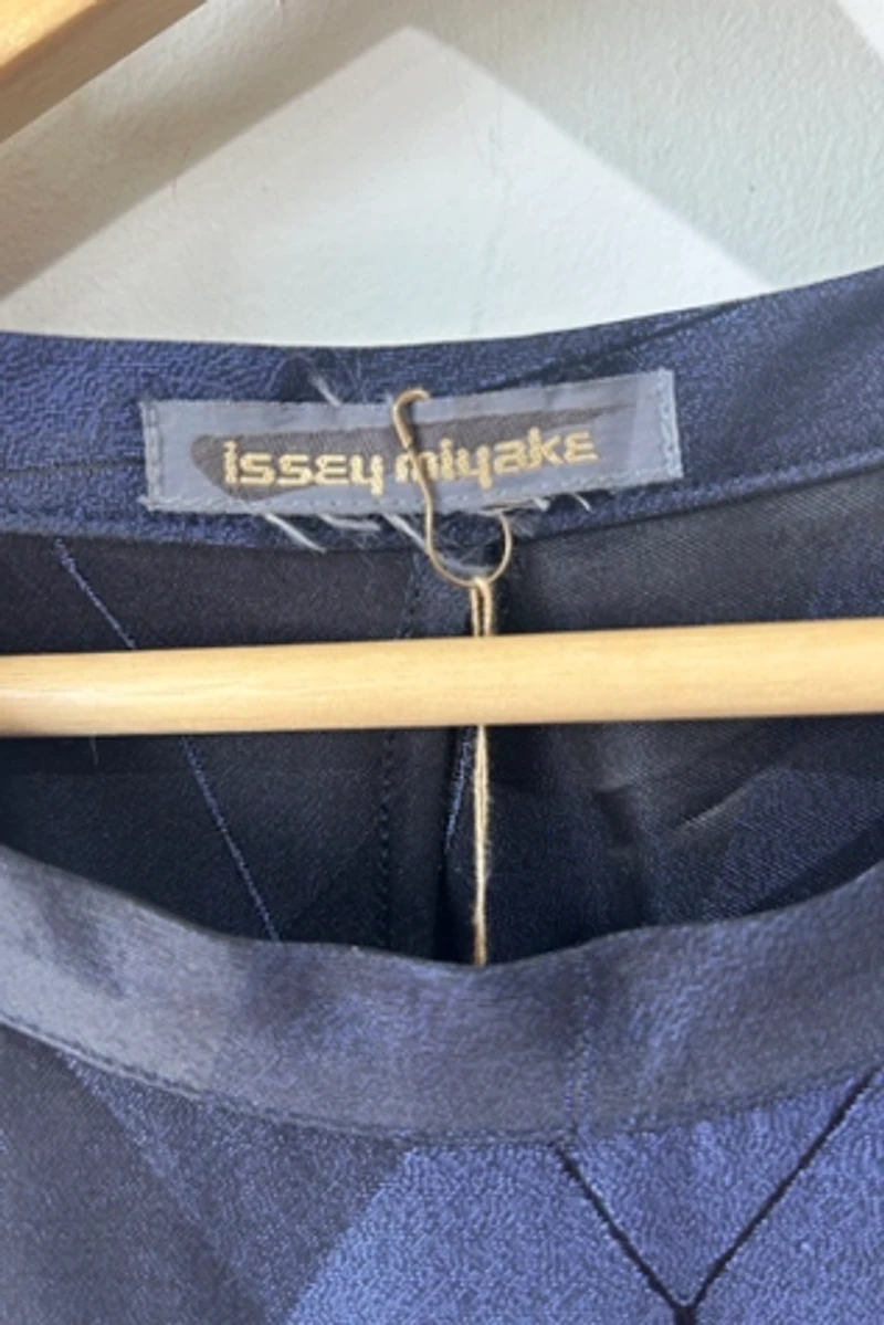 Issey Miyake Navy Argyle Silk Dress Selected by The Curatorial Dept.