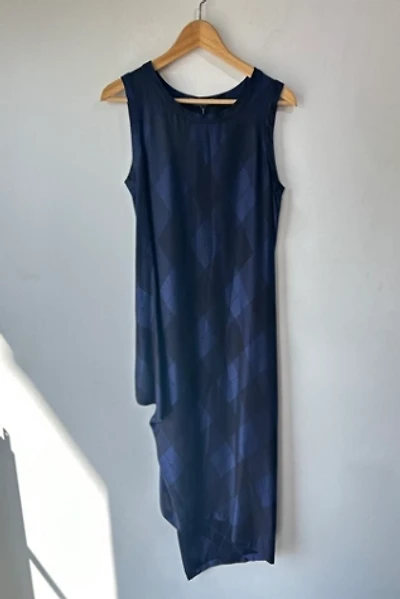 Issey Miyake Navy Argyle Silk Dress Selected by The Curatorial Dept.