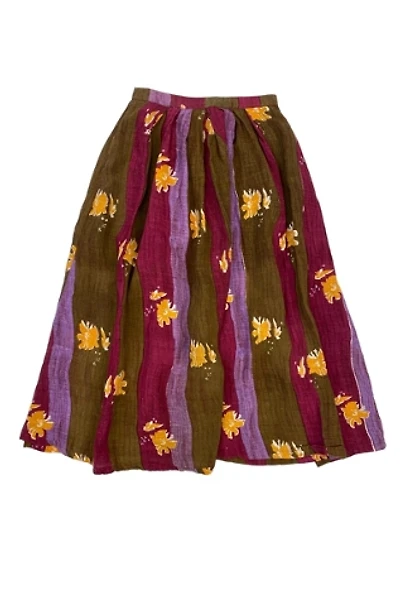 1970s Vintage Floral Stripe Cotton Skirt Selected by BusyLady Baca & The Goods