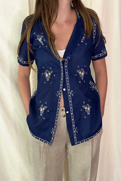 Vintage Blue Embroidered Top Selected by KA.TL.AK