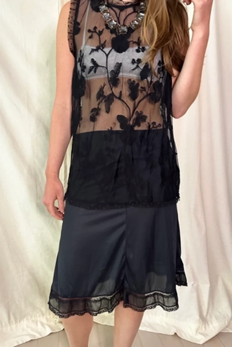 Black Ruffle Slip Selected by KA.TL.AK