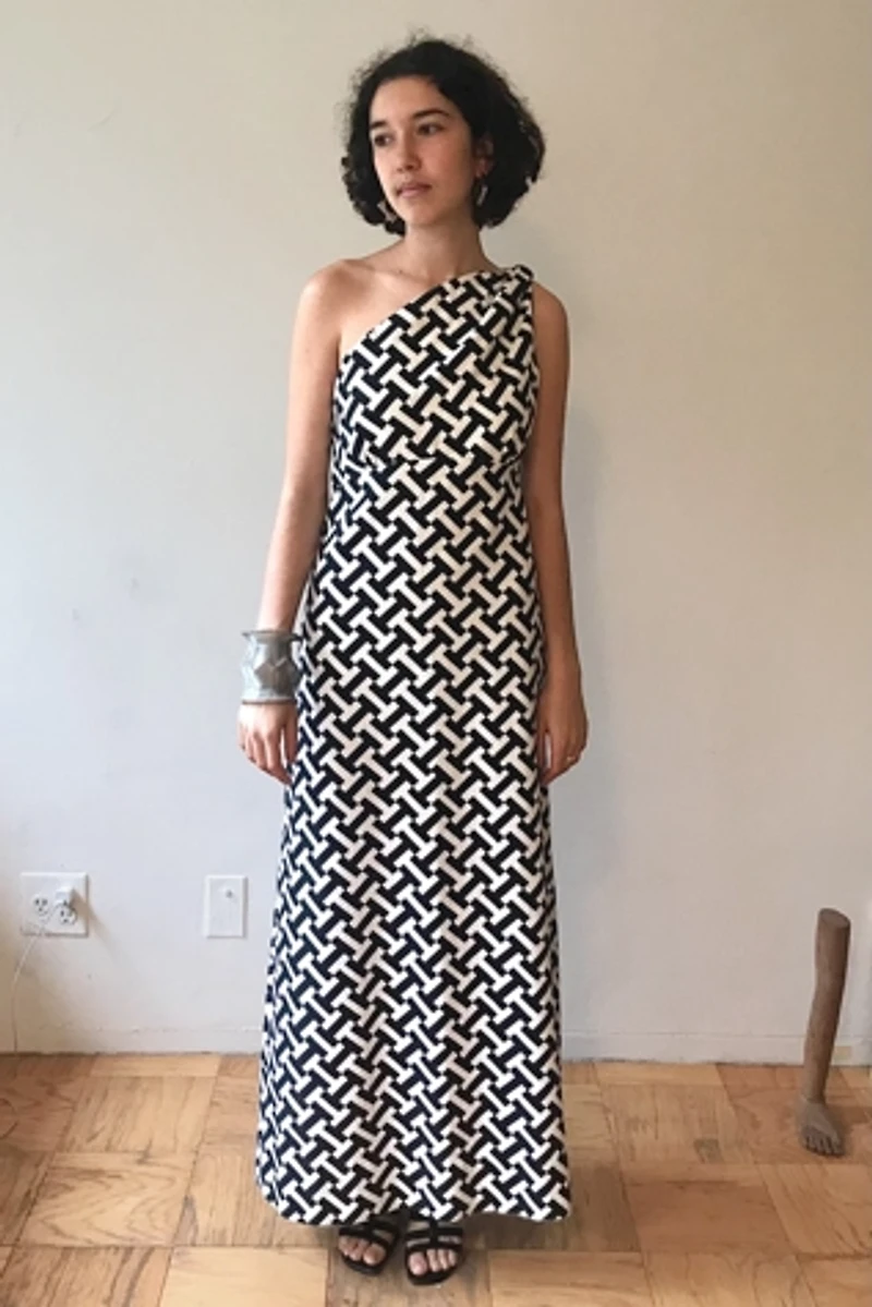 60s Graphic One-Shoulder Maxi Dress Selected by MARMALADE