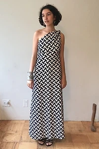 60s Graphic One-Shoulder Maxi Dress Selected by MARMALADE