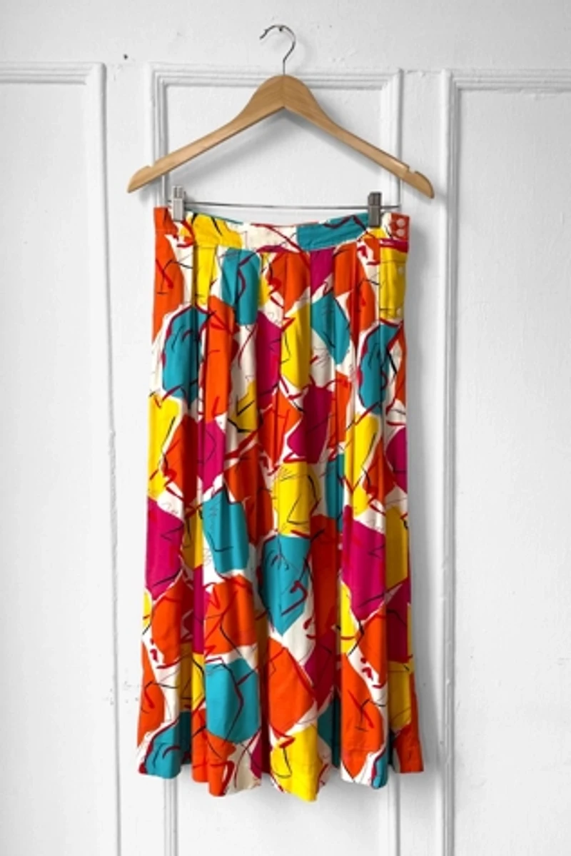 80s Abstract Print High Waist Skirt Selected by MARMALADE