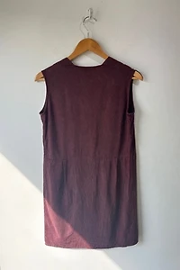Electric Feathers Maroon Raw Silk Dress Selected by The Curatorial Dept.