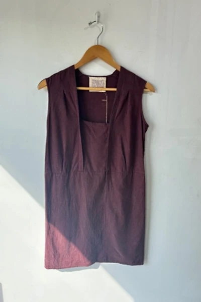 Electric Feathers Maroon Raw Silk Dress Selected by The Curatorial Dept.