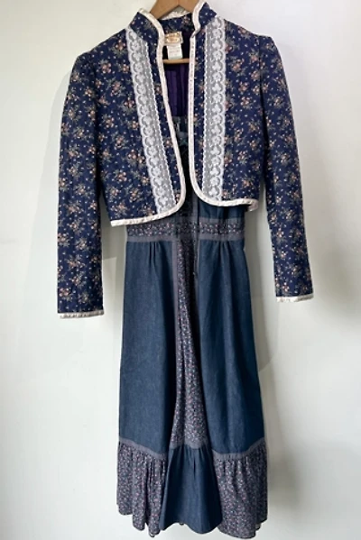 Vintage Gunne Sax Denim Dress and Jacket Set Selected by The Curatorial Dept.