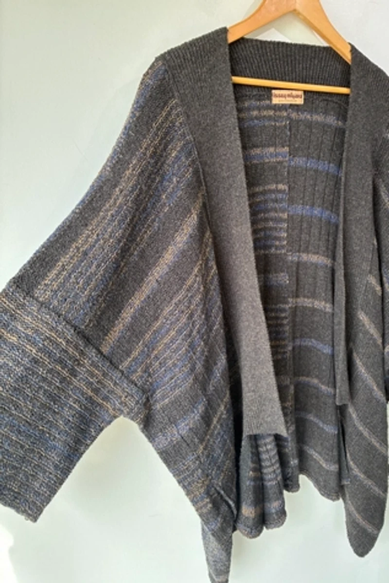 Issey Miyake by All Style Co. Grey Striped Cardigan Selected by The Curatorial Dept.