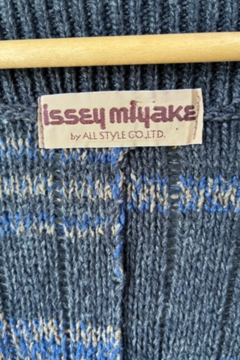 Issey Miyake by All Style Co. Grey Striped Cardigan Selected by The Curatorial Dept.