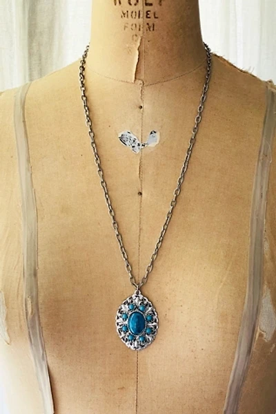 Vintage Faux Turquoise Pendant Necklace Selected by FernMercantile
