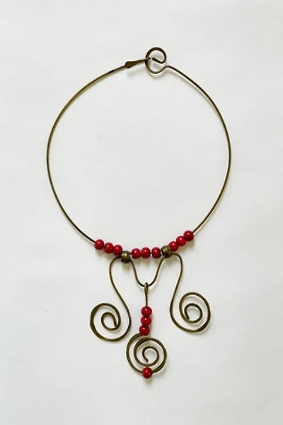 Vintage Artisan Swirl Brass Choker Necklace Selected by FernMercantile