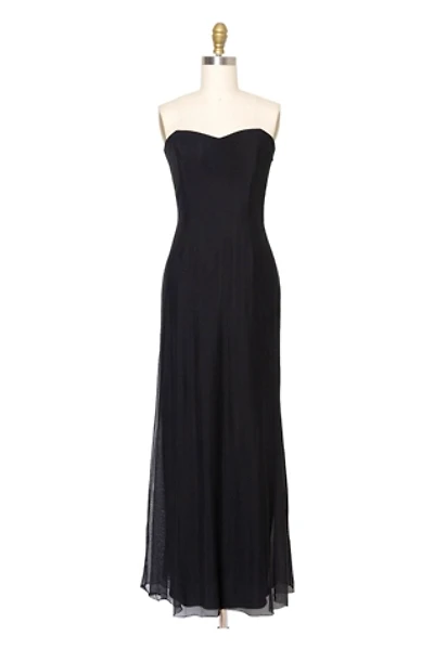 Vintage 1990s Couture Corseted Black Mesh Gown Selected by SwaneeGRACE