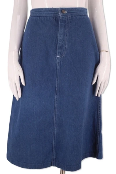 1970s Classic Denim A line Midi Skirt Selected By Ritual Vintage