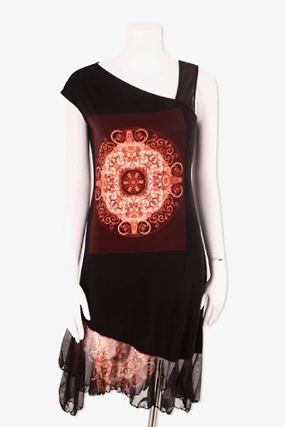 1990s Anac Techno Print Asymmetrical Dress Selected By Ritual Vintage