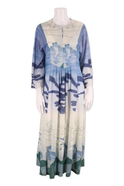 1970s Frog Print Caftan Dress Selected By Ritual Vintage