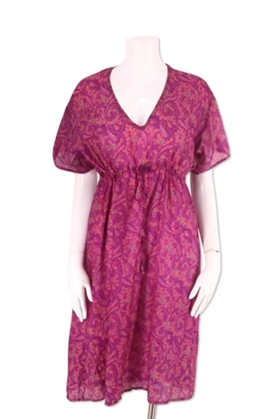 1990s Pink Silk Print Beach Cover Up Selected By Ritual Vintage