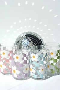 Golden Hour Designs Checkerboard Flower Glass Cup