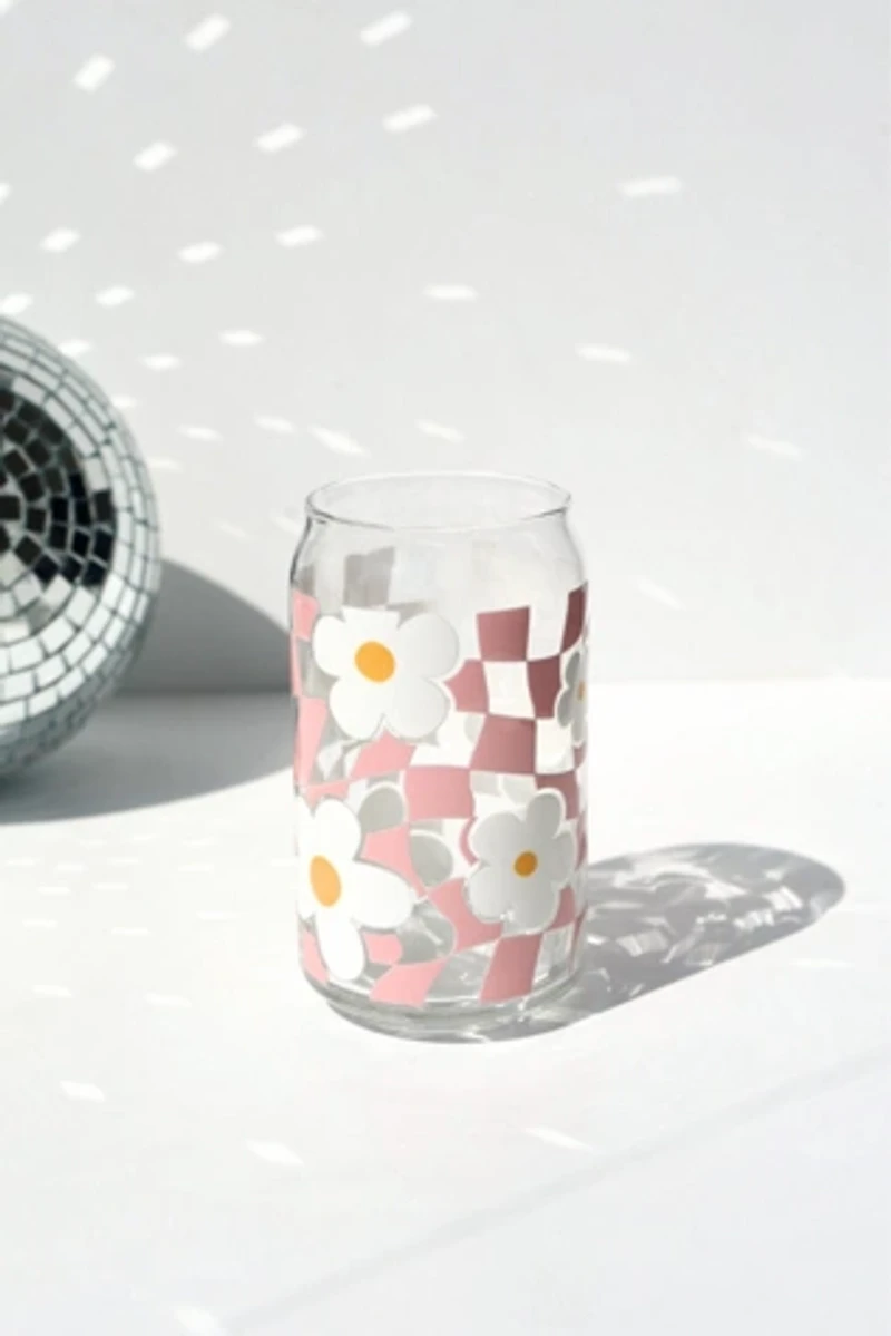 Golden Hour Designs Checkerboard Flower Glass Cup