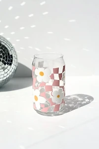 Golden Hour Designs Checkerboard Flower Glass Cup